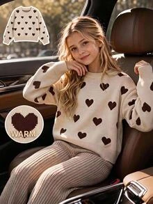 SHEIN Fashionable Casual Cute Sweet Cherry Pullover Sweater For Girls Autumn Fall School Formal Beige - Multicolor - View 7