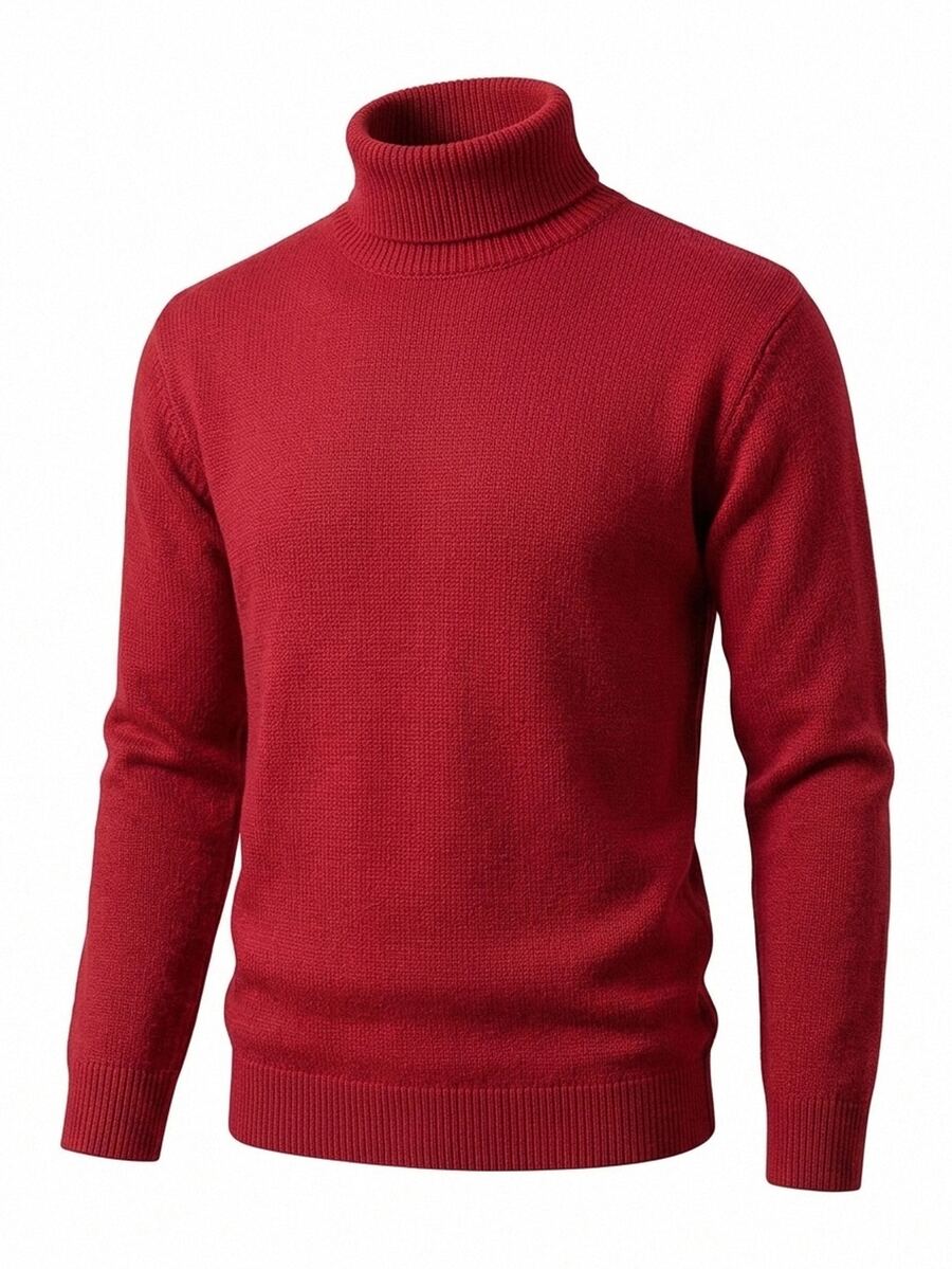 Manfinity Homme Men's Solid Color Casual Versatile Daily Wear Long Sleeve Sweater - Red - View 1