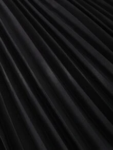 SHEIN Tween Girls Black Pleated Long Sleeve Dress Gothic Modest Elegant Halloween Mock Neck Belted Midi A Line Flounce Cuff Fall Winter School Formal Party - Black - View 3