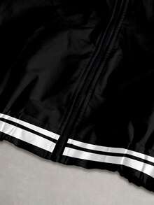 Aesthetic Post 男士字母圖案拼接配色休閒長袖夾克，適合日常穿著 - 彩色 - 查看 3