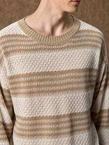 Formmaro Men's Striped Colorblock Casual Daily Wear Long Sleeve Sweater, Old Money - Multicolor - View 7