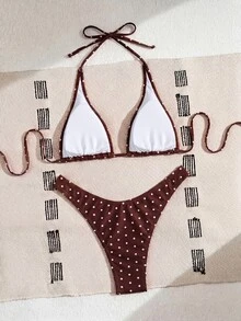 Swim Basics Women's Two Pieces Polka Dot Print Bikini Set Set, Casual Holiday Style - Multicolor - View 4
