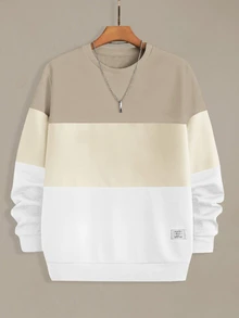 AXEPEAK Men's Casual Plus Size Colorblock Patchwork Pullover Sweatshirt Halloween Winter Party Autumn - Multicolor - View 3
