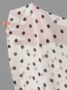 Al Najma 女款法式波點印花長袖白色阿巴亞，正式洗禮賓客 Ninang 婚禮居家辦公秋季端莊優雅現代風 - 白色 - 查看 9