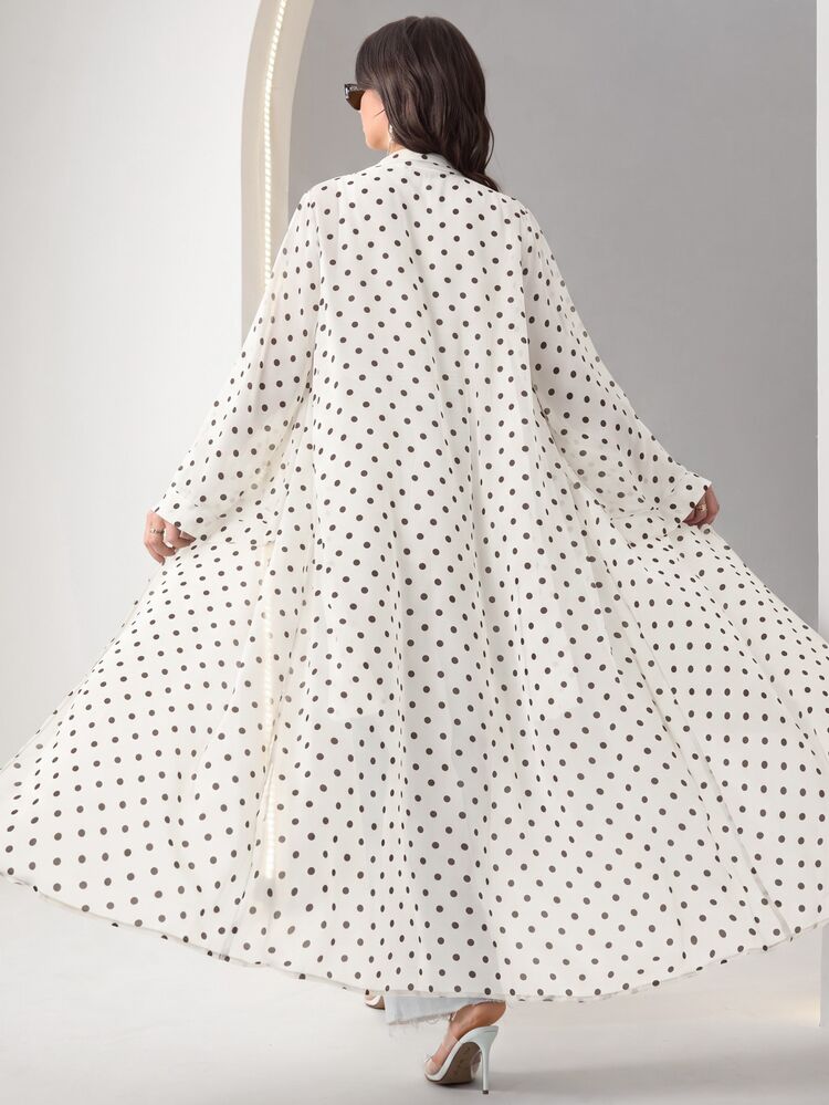 Al Najma Áo Abaya nữ màu trắng họa tiết chấm bi kiểu Pháp, tay dài, trang trọng, lịch sự, thanh lịch hiện đại, phù hợp làm khách dự lễ rửa tội, Ninang, đám cưới, mặc ở nhà và đi làm mùa thu - trắng - Xem 3