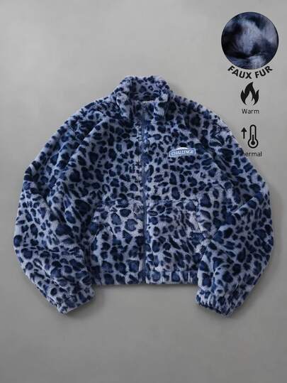 Street Life Frühlings-Lässig-Leoparden-Unisex-Leoparden-Struktur-Streetstyle-Jacke, Lässig-Herbst/Winter