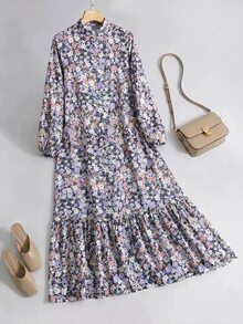 Al Najma Women's All-Over Print Pleated Casual Party Travel Arabian Dress - Multicolor - View 2