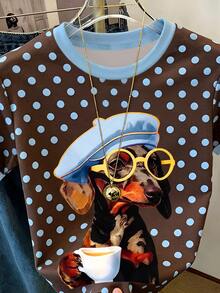 DrmWander 女款 T-shirt 女款街頭風上衣 街頭風格 圖案短袖 T-shirt 可愛夏季上衣 - 彩色 - 查看 3