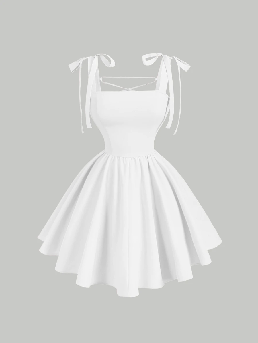 SHEIN MOD White Dreamy Romantic Backless Bowknot Dress, Suitable For Dates, Parties, Holidays, Tea Parties, Birthdays,Graduation Dresses - White - View 1