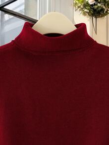 Graceveil Women's Lace-Up High Neck Premium Sleeveless Sweater Vest, Autumn/Winter - Burgundy - View 5