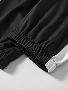 Driftmere 2 Pieces Breathable Colorblock Running & Fitness Workout Set, Includes Top And Pants Black Sports - Black - View 12