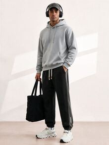 Driftmere Men's Side Tape Drawstring Sweatpants - Black - View 2