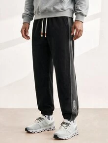 Driftmere Men's Side Tape Drawstring Sweatpants - Black - View 1
