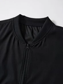 Driftmere Baseball Collar Jacket, Casual Versatile Zip-Up Windbreaker Sports Black - Black - View 6