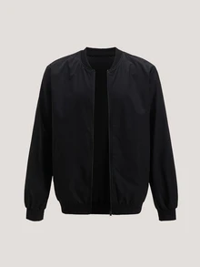Driftmere Baseball Collar Jacket, Casual Versatile Zip-Up Windbreaker Sports Black - Black - View 3