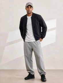 Driftmere Baseball Collar Jacket, Casual Versatile Zip-Up Windbreaker Sports Black - Black - View 2