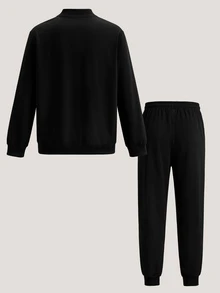 Driftmere Men's Outdoor Sports Set, Comfortable Versatile Long Sleeve & Long Pants 2 Pieces Outfit Black - Black - View 4