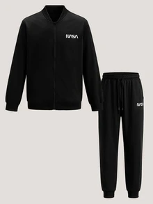 Driftmere Men's Outdoor Sports Set, Comfortable Versatile Long Sleeve & Long Pants 2 Pieces Outfit Black - Black - View 3