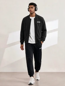 Driftmere Men's Outdoor Sports Set, Comfortable Versatile Long Sleeve & Long Pants 2 Pieces Outfit Black - Black - View 2