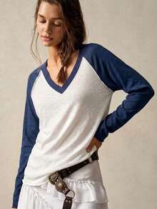 Bohemela Women's Minimalist Striped Color Block Long Sleeve Casual T-Shirt - Multicolor - View 6