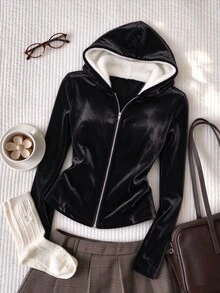 Yalmera Women's Autumn Long Sleeve Zipper Front Thermal Lined Hooded Jacket - Multicolor - View 6