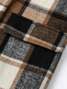 Yalmera Winter Women's Plaid Casual Versatile Daily Long Sleeve Jacket - Khaki - View 7