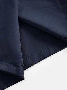 SHEIN 青少年女孩秋季寬鬆休閒拿破崙街頭風簡約舒適收腰優雅短版時尚冬季外套，適合日常穿著，2027年款 - 藏蓝色 - 查看 3