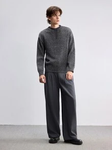 Manfinity CasualKnits كنزة رجالية طويلة الأكمام متعددة الاستخدامات للارتداء اليومي، بأسلوب الثراء القديم - رمادي غامق - مشاهدة 6