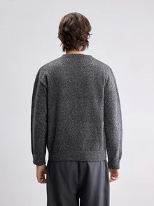 Manfinity CasualKnits كنزة رجالية طويلة الأكمام متعددة الاستخدامات للارتداء اليومي، بأسلوب الثراء القديم - رمادي غامق - مشاهدة 7