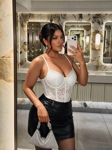 Firerie Plus Size Women Solid Color Casual Sexy Versatile Daily Wear Mini Skirt Summer Halloween Party Going Out Black Skirt For Women Fall/Winter Party Skirt - Black - View 5