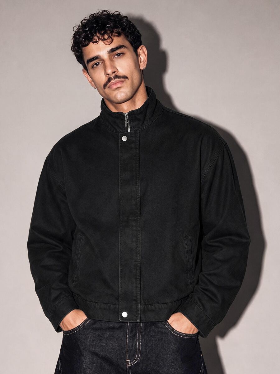 FeverCity Men's Black Zipper Long Sleeve Top - Black - View 1