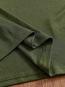 ESTAVOR 男士休閒百搭白色長袖T恤 - 軍綠色 - 查看 7