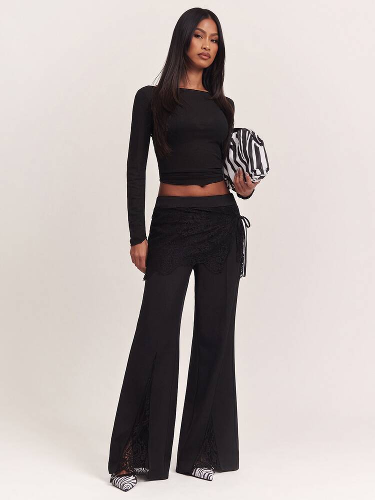 SHEIN BAE Women's Solid Color Casual Daily Wear Suit Pants - Black - View 8