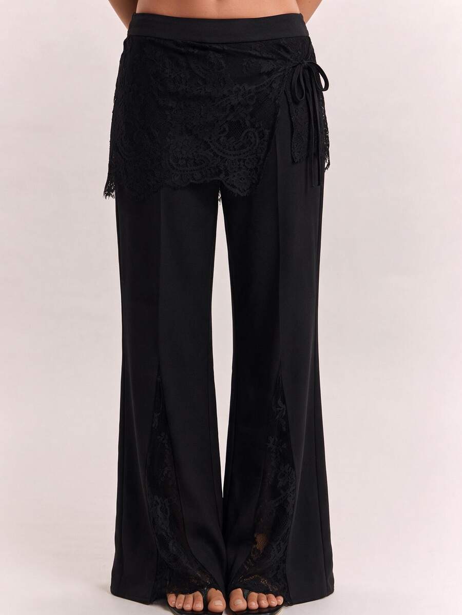 SHEIN BAE Women's Solid Color Casual Daily Wear Suit Pants - Black - View 1