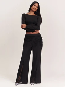 SHEIN BAE Women's Solid Color Casual Daily Wear Suit Pants - Black - View 5