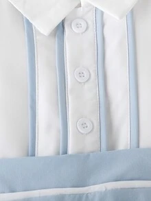 Souflis Souflis Body elegante y de caballero para bebé niño, para baby shower de verano y revelación de bebé a la familia, a rayas azules y blancas - Celeste - Ver 5