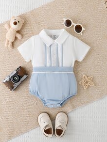 Souflis Souflis Body elegante y de caballero para bebé niño, para baby shower de verano y revelación de bebé a la familia, a rayas azules y blancas - Celeste - Ver 8