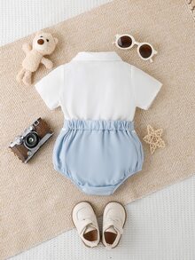 Souflis Souflis Body elegante y de caballero para bebé niño, para baby shower de verano y revelación de bebé a la familia, a rayas azules y blancas - Celeste - Ver 3