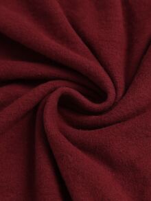 Sweetra Women's Solid Color Fleece Lace Patchwork Long Sleeve T-Shirt - Burgundy - View 7
