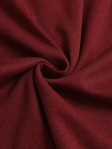 Sweetra Women's Solid Color Fleece Lace Patchwork Long Sleeve T-Shirt - Burgundy - View 6
