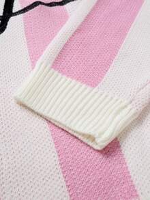 NEOSTRIT Men's Letter Stripe Long Sleeve Casual Loose Fit Sweater - Pink - View 5