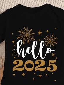 Baby Boys "Hello 2025" Graphic Crew Neck Short Sleeve Bodysuit - Black - View 3