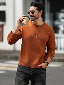 Manfinity Homme Men's Solid Color Casual Versatile Daily Wear Long Sleeve Sweater - Multicolor - View 6