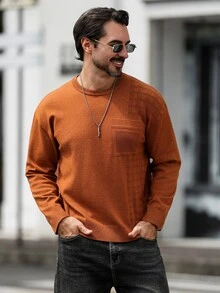 Manfinity Homme Men's Solid Color Casual Versatile Daily Wear Long Sleeve Sweater - Multicolor - View 2