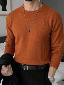 Manfinity Homme Men's Solid Color Casual Versatile Daily Wear Long Sleeve Sweater - Multicolor - View 1