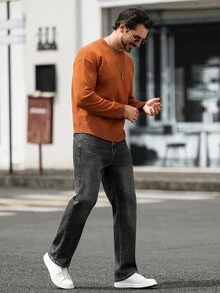Manfinity Homme Men's Solid Color Casual Versatile Daily Wear Long Sleeve Sweater - Multicolor - View 4