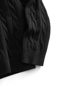 EASEVO Men's Plus Size Casual Long Sleeve Cable Knit Crew Neck Sweater - Black - View 7