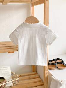Souflis Souflis Unisex Baby Ribbed Polo Neck T-Shirt, White, Suitable For All Occasions In Summer, Best All-Match Choice Shirts Boys Shirt Boy Clothes - White - View 3