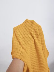 EMERY ROSE Của phụ nữ Ngắn tay Áo thun Áo sơ mi Với Nút at Hem - Màu vàng - Xem 8
