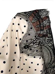 Selenza Polka Dot Contrast Lace Mermaid Hem Skirt - Multicolor - View 7
